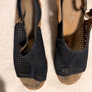 Rockport Black Wedge Peep-Toe Shoes